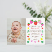 Aardbei Verjaardag Foto Dank je kaart (Staand voorkant)