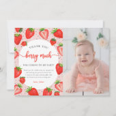 Aardbei Verjaardag Foto Dank u Berry Much Bedankkaart (Voorkant)