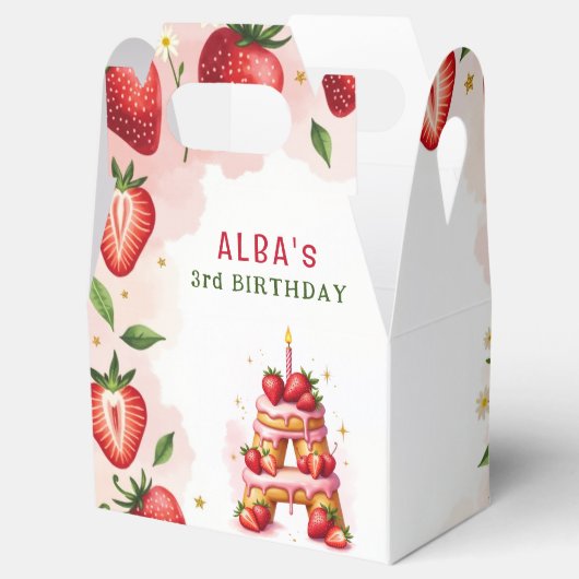 Aardbei Verjaardag gunst Box Letter A Cake Bedankdoosjes (Geopend)
