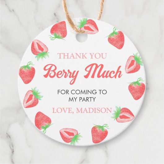 Aardbei Verjaardag Hartelijk dank Bedankjes Labels (Voorkant)