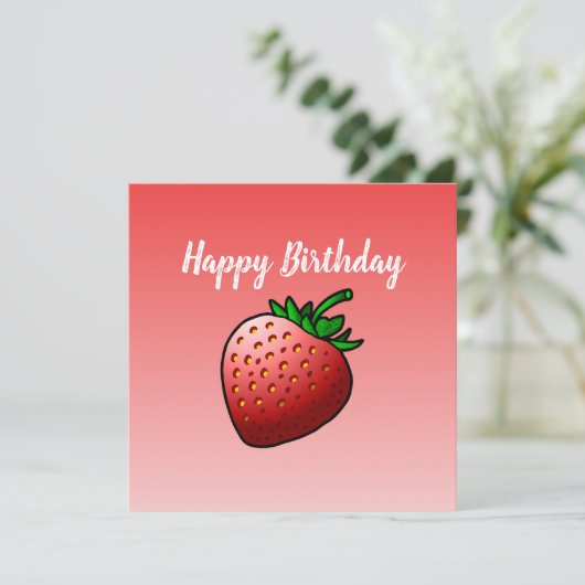 Aardbei Verjaardag Kaart (Staand voorkant)