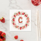 Aardbei Verjaardag Papier servet Letter C Cake (Insitu)