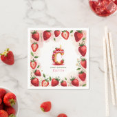 Aardbei Verjaardag Papier servet Letter C Cake (Insitu)