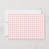 Aardbei verjaardag roze geruite bes bedankkaart (Achterkant)