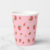 Aardbei Verjaardag Roze Papieren Bekers (Rechts)