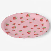 Aardbei Verjaardag Roze Papieren Bordje (Gekanteld)