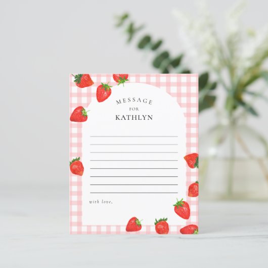 Aardbei Verjaardag Roze Tijd Capsule Bericht Kaart (Staand voorkant)