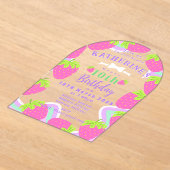 Aardbei Verjaardag Roze Uitnodigingskaart Acryl Uitnodigingen (Laagn)