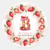Aardbei Verjaardag Sticker Letter B Cake (Voorkant)