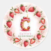 Aardbei Verjaardag Sticker Letter C Cake (Voorkant)