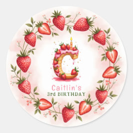 Aardbei Verjaardag Sticker Letter C Cake
