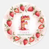 Aardbei Verjaardag Sticker Letter F Cake (Voorkant)