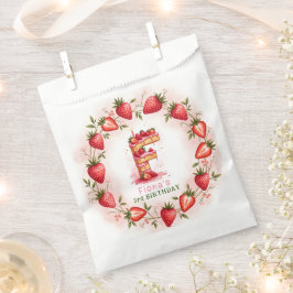 Aardbei Verjaardag Sticker Letter F Cake Bedankzakje