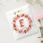 Aardbei Verjaardag Sticker Letter F Cake Bedankzakje (Gezegeld)