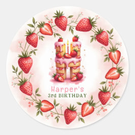 Aardbei Verjaardag Sticker Letter H Cake