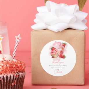 Aardbei Verjaardag Sweet Celebration gepersonalise Ronde Sticker