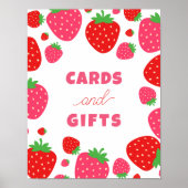 Aardbei Verjaardag Tafel Teken Poster (Voorkant)