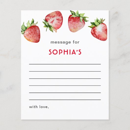 Aardbei Verjaardag Tijd Capsule Note (Voorkant)