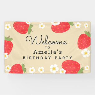 Aardbei Verjaardag Uitnodiging Banner