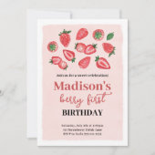 Aardbei verjaardag uitnodiging, Berry Sweet Party Kaart (Voorkant)
