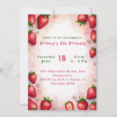 Aardbei Verjaardag Uitnodiging Letter B Cake Theme (Achterkant)