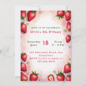 Aardbei Verjaardag Uitnodiging Letter of Cake Them (Achterkant)