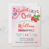 Aardbei verjaardag uitnodiging | Lief meisje (Voorkant)