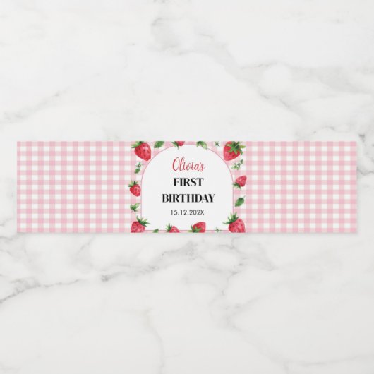 Aardbei Verjaardag Waterfles Label Berry Zoet Waterfles Etiket (Enkel label)