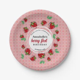 Aardbei Verjaardagsfeestje Berry Eerste Verjaardag Papieren Bordje