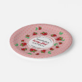 Aardbei Verjaardagsfeestje Berry Eerste Verjaardag Papieren Bordje (Gekanteld)