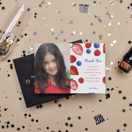 Aardbei verjaardagsfeestje, dank je berry thema's  briefkaart