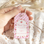 Aardbei verjaardagsfeestje golvend dank je cadeaulabel