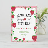 Aardbei verjaardagsfeestje nodigt Berry Summer Kaart (Staand voorkant)