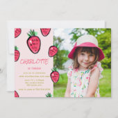 Aardbei verjaardagsfeestje uitnodiging Berry Sweet (Voorkant)