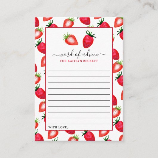 Aardbei Verjaardagsfeesttijd Capsule Advieskaart (Voorkant)
