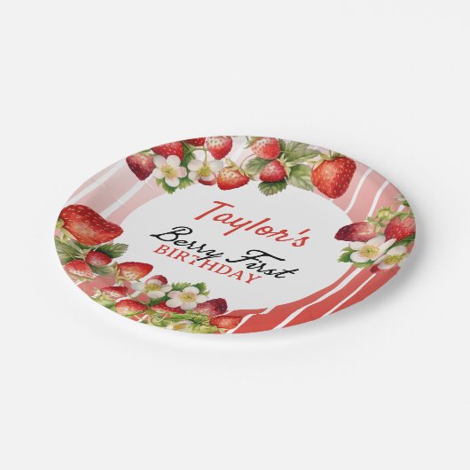 Aardbei Verjaardagspapier Borden Papieren Bordje (Gekanteld)