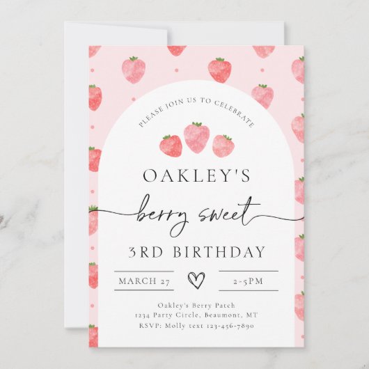 Aardbei verjaardagsuitnodiging | Bes Verjaardag Kaart (Voorkant)