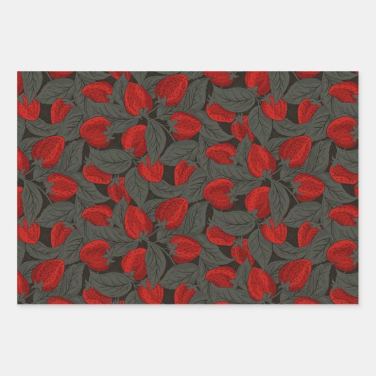 Aardbei verschillende schalen inpakpapier vel (Voorkant)