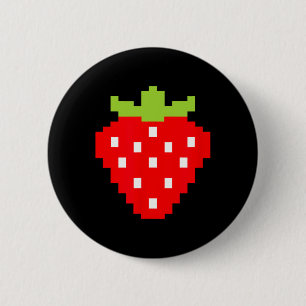 Aardbei Videogame Speler 1 Ronde Button 5,7 Cm