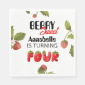Aardbei vierde verjaardag servet (Voorkant)