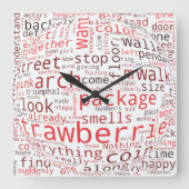 Aardbei Vierkante Klok (Voorkant)