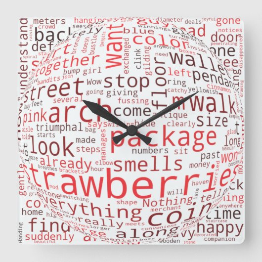 Aardbei Vierkante Klok (Voorkant)