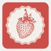Aardbei Vierkante Sticker (Voorkant)