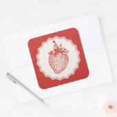Aardbei Vierkante Sticker (Envelop)