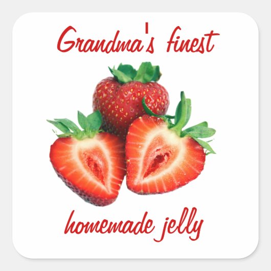 aardbei vierkante sticker (Voorkant)