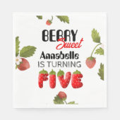 Aardbei vijf verjaardag servet (Voorkant)