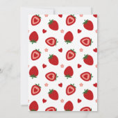 Aardbei Vijf Verjaardagsfeestuitnodiging Kaart (Achterkant)