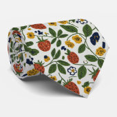 Aardbei & Viooltje Bloemmotief Stropdas (Opgerold)