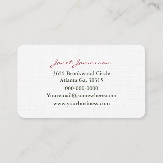 Aardbei Visitekaartje (Achterkant)