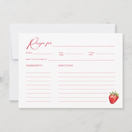 Aardbei Vrijgezellenfeest Recept Kaart (Voorkant)